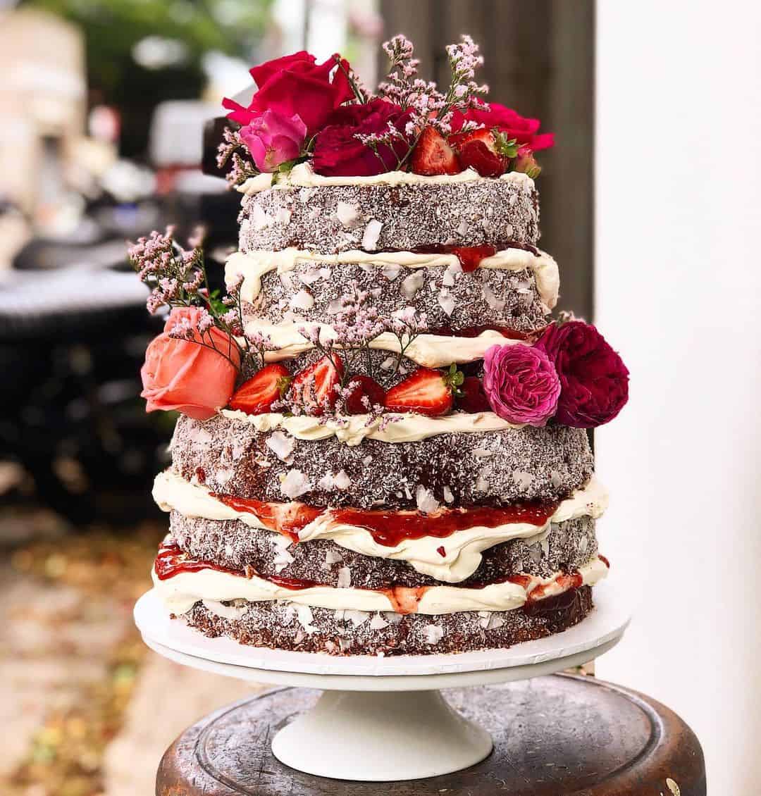 Layered lamington wedding cake