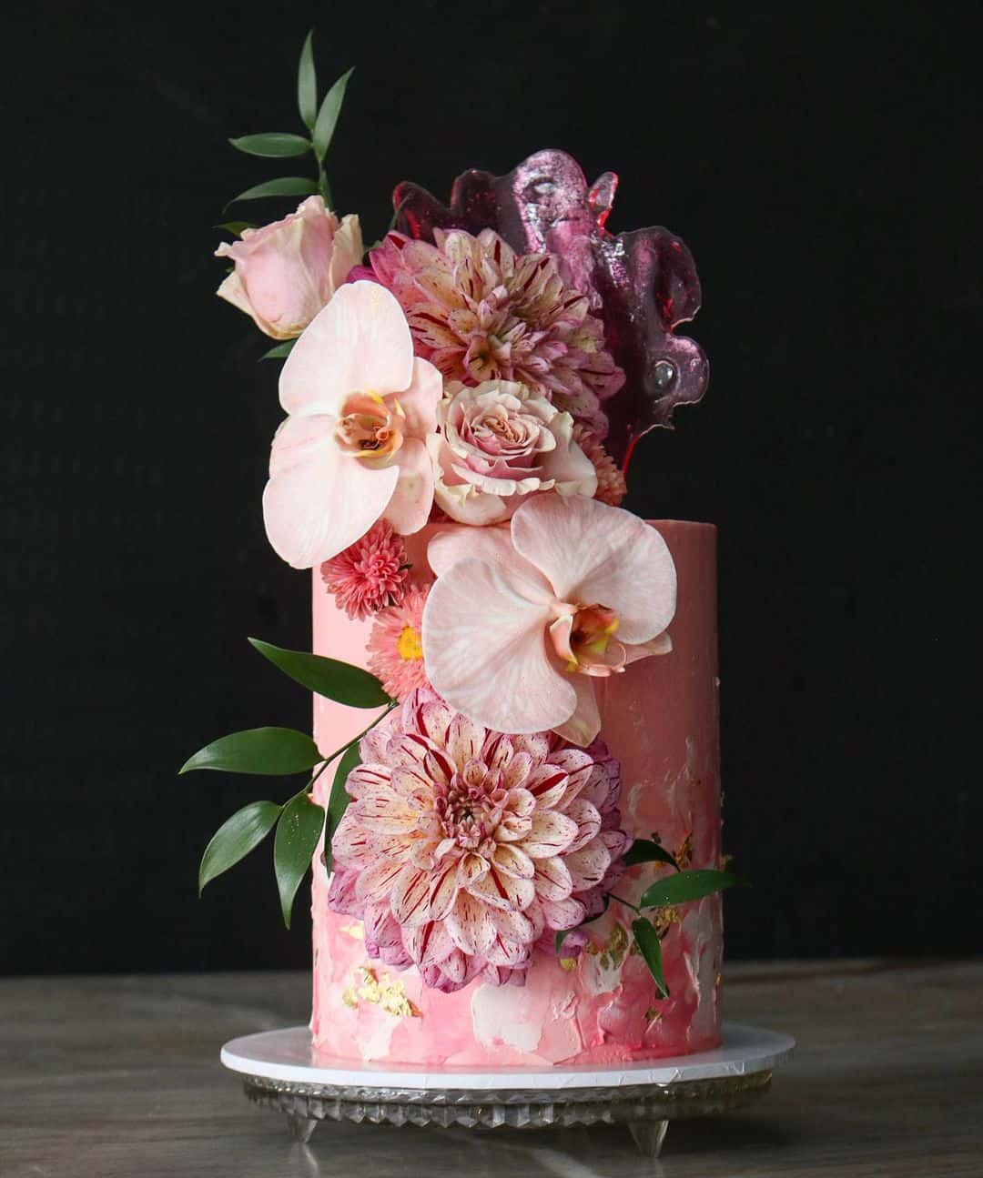 unique pink wedding cake