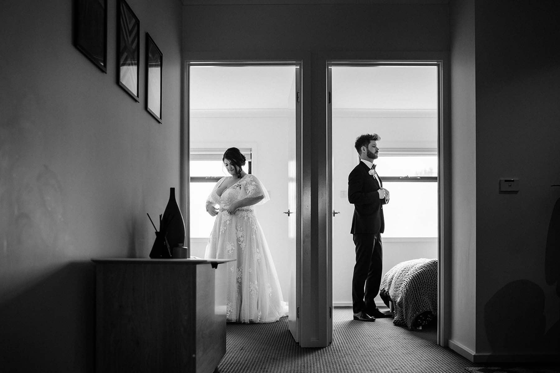 Bride and Groom Getting Ready