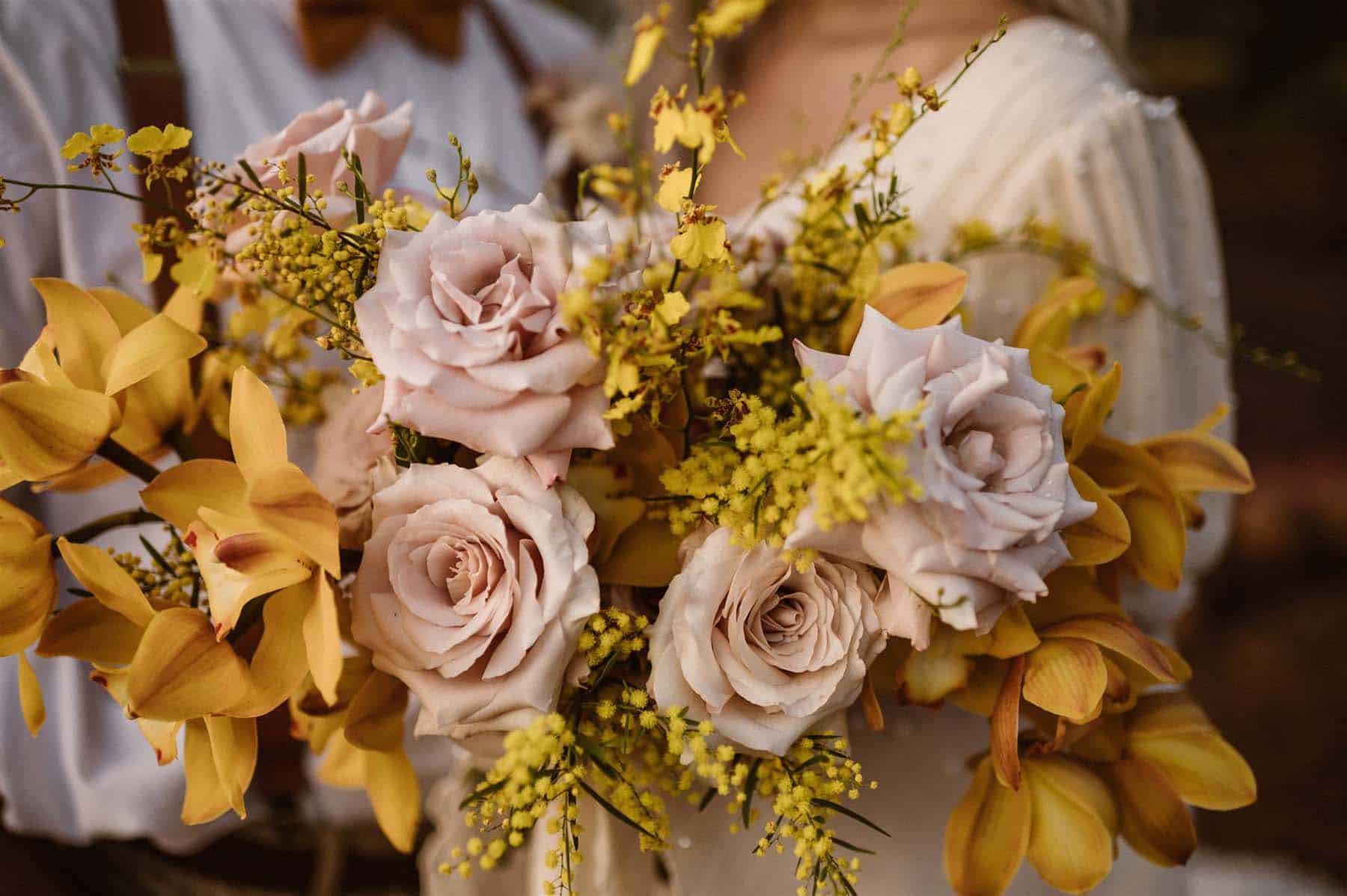 Yellow and Pastel Pink Flower Bouquet