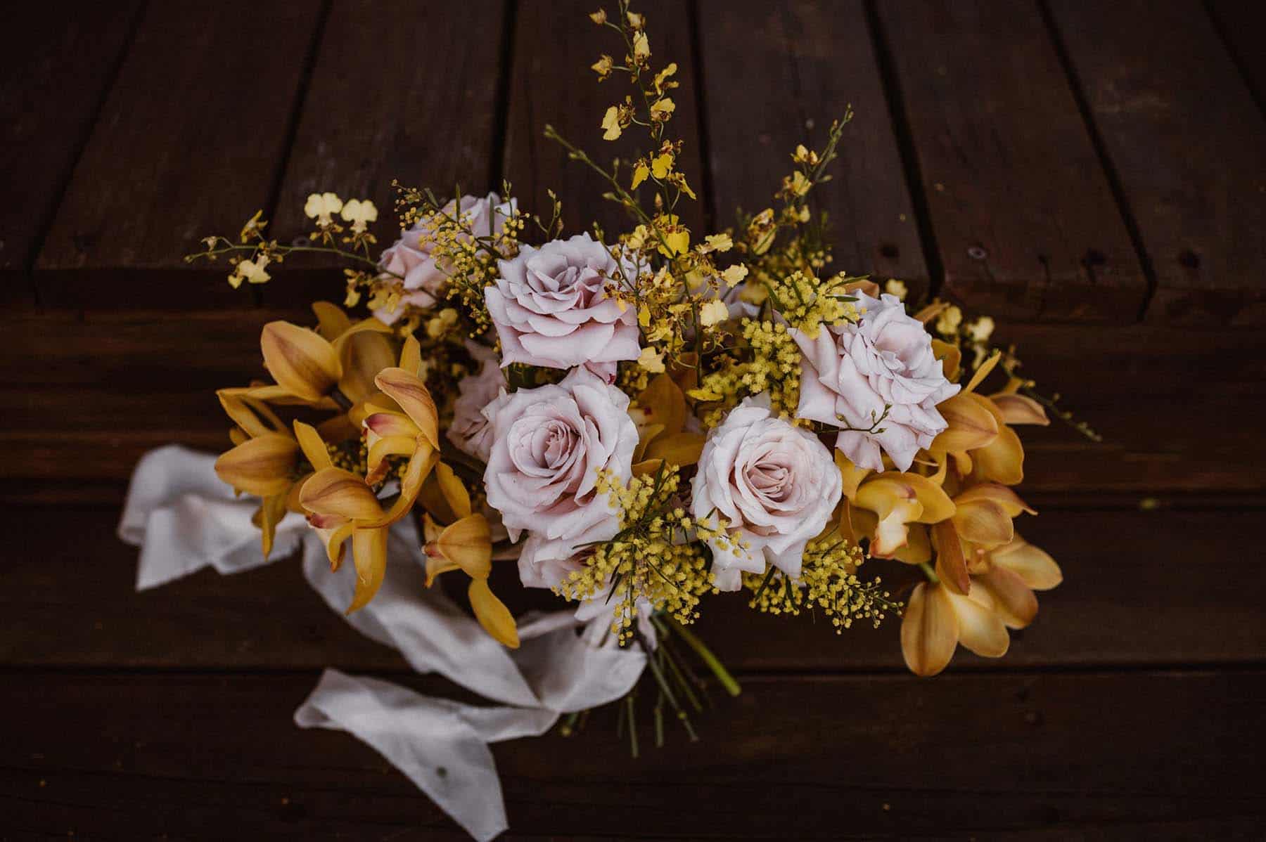 Yellow and Pastel Pink Flower Bouquet