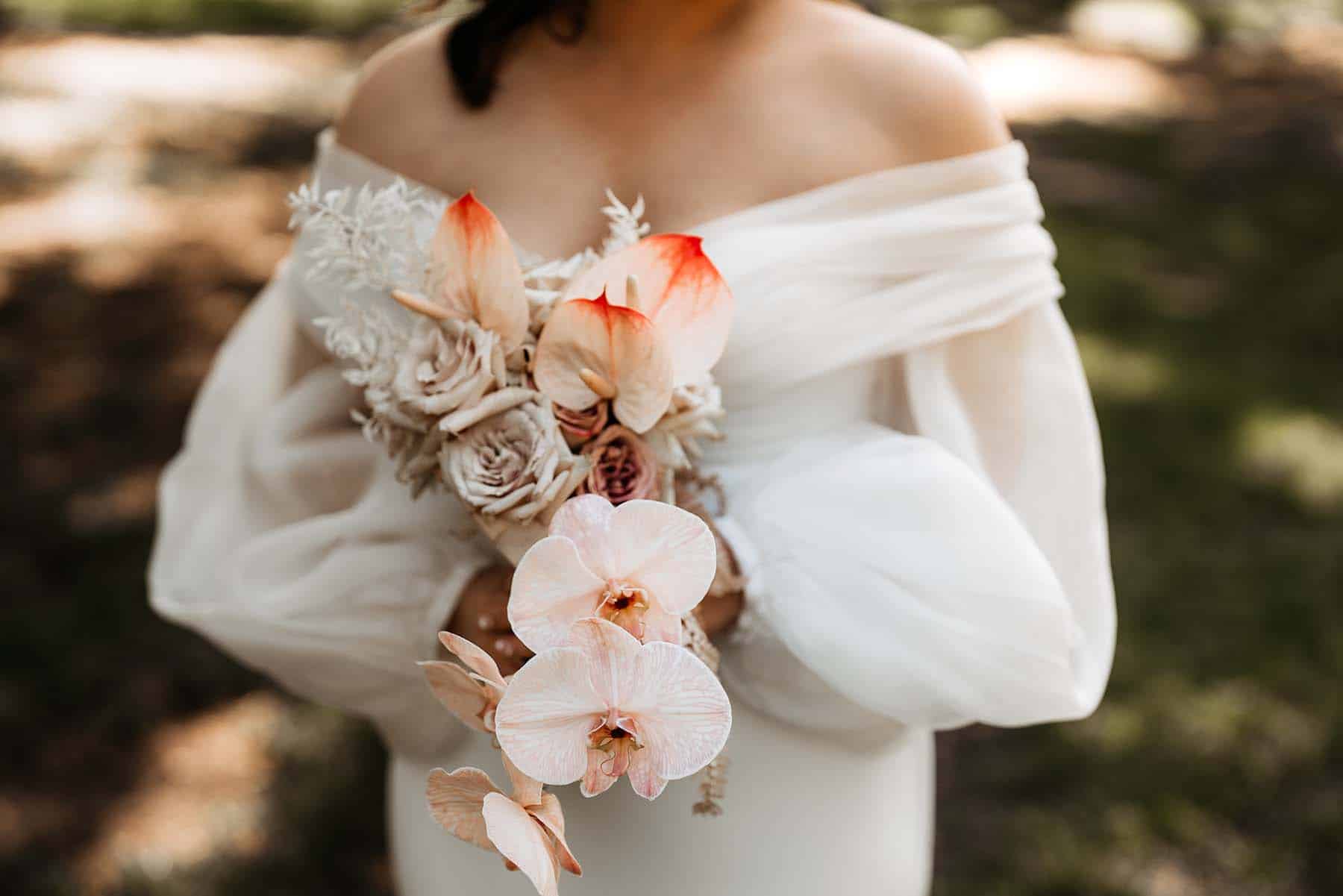 Taupe and subtle pink wedding bouquet
